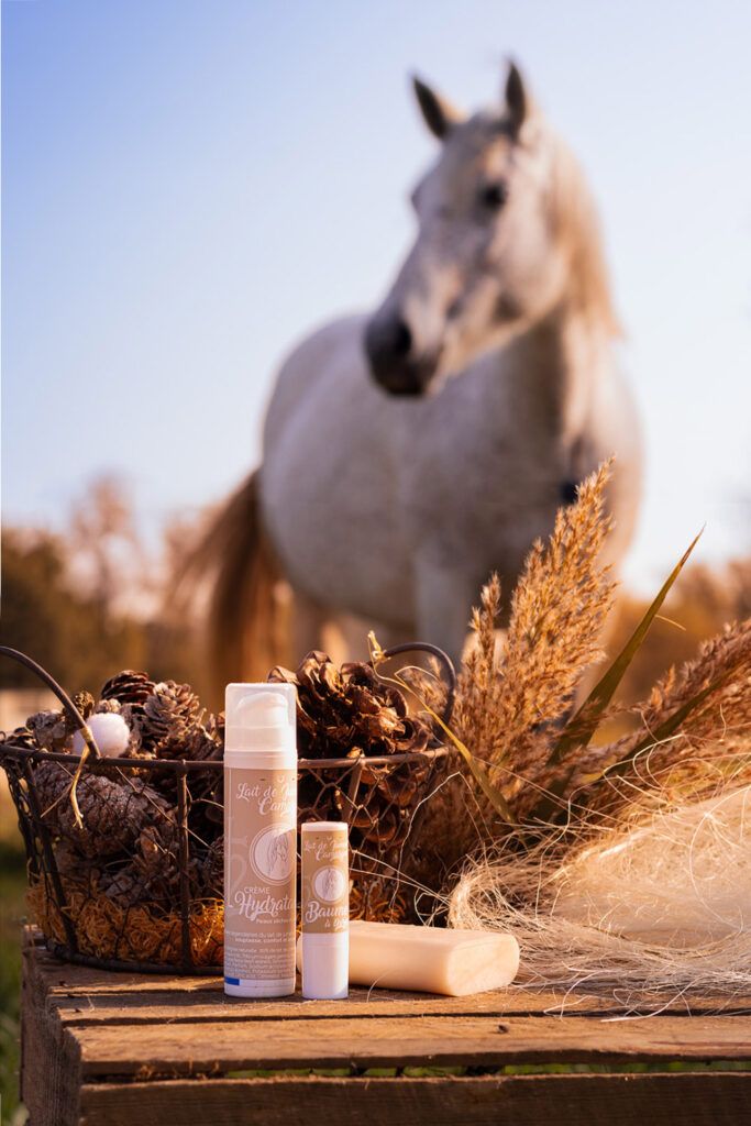 shooting produits beauté corps lait de jument camargue